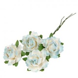 Букетик декор для творчества Розы сине-белые, набор 4 шт, SCB291817
