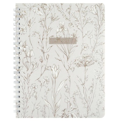 Тетрадь 80л. клетка на гребне  Цветочный паттерн, пластиковая обложка, мелованный картон, 73368