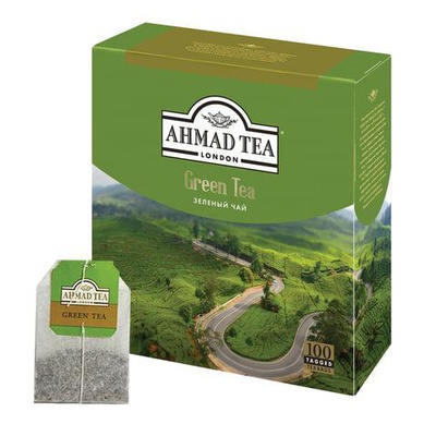 Чай AHMAD "Green Tea", 100 пакетиков по 2г, зелёный 600i-08