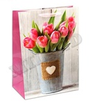 Пакет подарочный ламинированный 26,4*32,7*13,6см Нежные тюльпаны (НТ-0158)