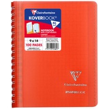 Записная книжка А6 50л., на гребне Clairefontaine "Koverbook", 90г/м2, пластик. обложка, карман, красная, [321601C_red]