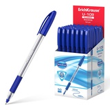 Ручка шариковая 1мм синяя ErichKrause® U-109 Classic Stick&Grip, Ultra Glide Technology, трехгранная, корпус прозрачный, [ЕК47574]