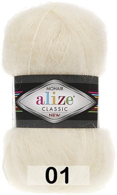 Пряжа Ализе Mohair Classic new 100гр/200м (51%акрил / 25%мохер / 24%шерсть) (01)