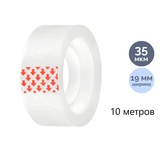 Клейкая лента 19 мм x10 м Attomex,  прозрачная, 35 мкм, реальная намотка, пластиковая втулка, 4162712