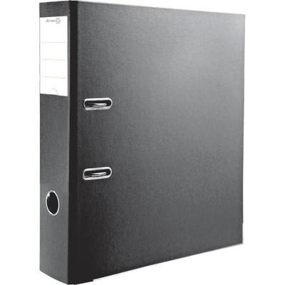 Папка-регистратор 75мм Attomex, PVC c металлической окантовкой нижней кромки, наварной карман с этикеткой, черная, собранная 3093701