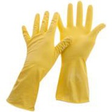 Перчатки хозяйственные латексные, размер M  OfficeClean, рельефная поверхность, желтые, пакет с европодвесом