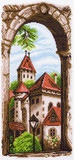 Канва с рисунком 24х47см Крыши старого города Матренин Посад,  [1497]