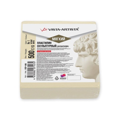 Пластилин скульптурный  0,5кг белый, мягкий, VISTA-ARTISTA. Скульпталин, Studio, [VSSP-500 №1]