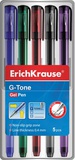 Набор гелевых ручек 5шт. 5цв. ErichKrause G-Tone, 0,4мм, (синий, черный, красный, зеленый, фиолетовый), металлический наконечник, ЕК39002