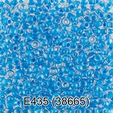Бисер стеклянный GAMMA 5гр кристально-прозрачный с цветным отверстием, блестящий, голубой, круглый 10/*2,3мм, 1-й сорт Чехия, Е435 (38665)