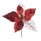 Цветок искусственный 26 см, красный с блестками и пайетками, L16 W16. пластик/текстиль 263371   