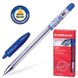 Ручка шариковая 0,7мм синяя ERICH KRAUSE Ultra L-20, металлический наконечник, игольчатый стержень, прозрачный корпус, [ЕК13875]