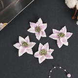 Декоративный букет Цветы Лилии, набор 4 шт, диам 5 см, бело-розовые 4379675