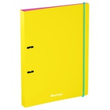 Папка 2 кольца 24мм Berlingo "Raze", 600мкм, D-кольца, с внутр. карманом, желтая, софт-тач, [RB4_2D153]