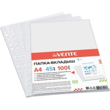Папки- файлы перфорированные А4 45мкм,  глянцевая фактура, прозрачные, 100 шт/уп, deVENTE 3050400
