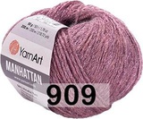 Пряжа YarnArt Manhattan 50г/200м ( 7% шерсть, 7% вискоза, 30% акрил, 56% металлик) 909 светло-розовый