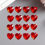 Декор для творчества пластик "Стразы сердце. Красный" (набор 20 шт) 1,6х1,6 см 2268722