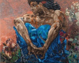 Кристальная мозаика 40*50см По мотивам картины Врубель М.А. Демон сидящий. 1890 Фрагмент, на подрамнике, GTG-ALPD-259