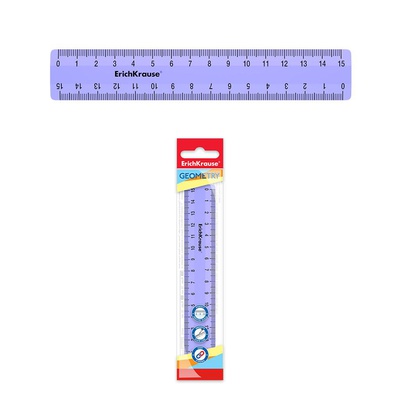 Линейка 15 см. пластиковая, ErichKrause® Classic, фиолетовый, во флоупаке, ЕК49537