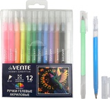 Набор гелевых акриловых ручек 12шт. 12цв. deVENTE. Hobby Creative, 1 мм, прозрачно-матовый корпус, увеличеный запас чернил,  с высокой яркостью на черной бумаге, в пластиковой коробке, 5051538
