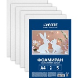 Фоамиран глиттерный 2мм А4 deVENTE. Hobby Creative, 5л., с блестками, белый,  пластиковый пакет с европодвесом, 8112418