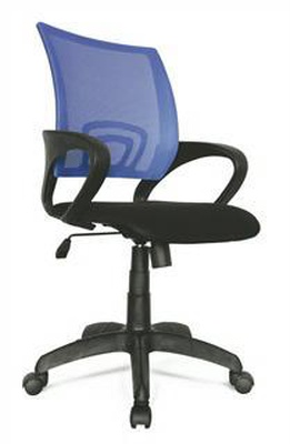 Кресло ФОРМУЛА  сидение сетка / спинка сетка синяя,  с поясничным упором  (чёрная) МГ