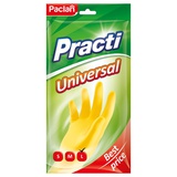 Перчатки хозяйственные резиновые, размер L (большой) PACLAN "Practi. Universal", с х/б напылением, желтые, пакет с европодвесом 