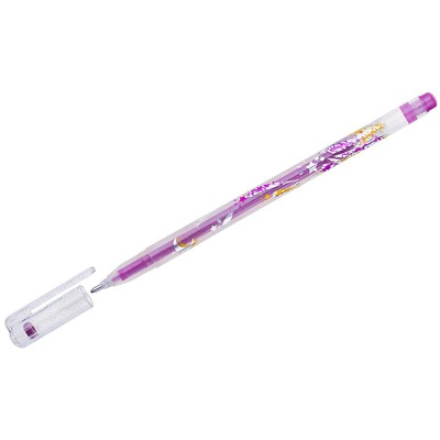 Ручка гелевая 1мм с блестками розовая Crown "Glitter Metal Jell", [027675]