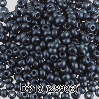 Бисер стеклянный GAMMA 5гр непрозрачный перламутровый, темно-синий, круглый 10/*2,3мм, 1-й сорт Чехия, D318 (28936)