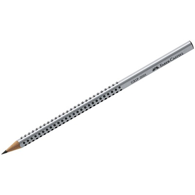 Карандаш чернографитный Faber-Castell GRIP 2001 2В антискользящий, без ластика, трехгранный корпус, серый, [117002]
