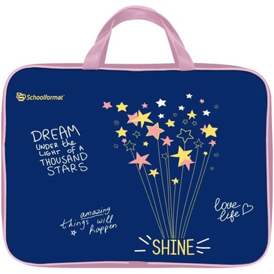 Папка для труда с ручками широкая А4, Schoolformat. SHINE BRIGHT, полиэстер, молния сверху, 1 отд. ПТРТМР-ШНБ