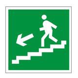 Знак эвакуационный «Направление к эвакуационному выходу по лестнице НАЛЕВО вниз», квадр 200×200 мм,  [610019]