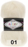 Пряжа Ализе Mohair Classic new 100гр/200м (51%акрил / 25%мохер / 24%шерсть) (01)