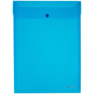 Папка на кнопке вертикальная А4 180мкм BERLINGO, глянцевая фактура, синяя  270061