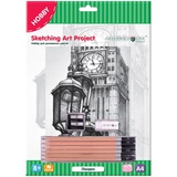 Набор для рисования скетча Greenwich Line "Лондон", A4, карандаши, ластик, точилка, картон