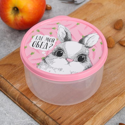 Ланч-бокс (пластик) 500 мл, «Где мой обед?», (круглый), 3855122