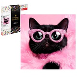 Алмазная мозаика 30х30см "Гламурная кошечка", холст на подрамнике, полная выкладка, картонная коробка, 71399