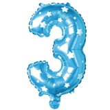 Шар воздушный фольгированный "Цифра 3, 32", цвет голубой, звезды [2769699]