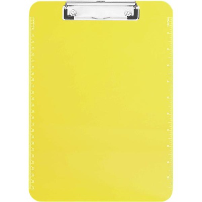 Доска-планшет deVENTE. Monochrome, А4, пластик, толщина 2 мм, полупрозрачный неоновый желтый, с выдвижным подвесом, с линейкой по краю, 3034005