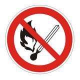 Знак запрещающий "Запрещается пользоваться открытым огнём", круг диаметр 200мм, самоклейка,  [610002]
