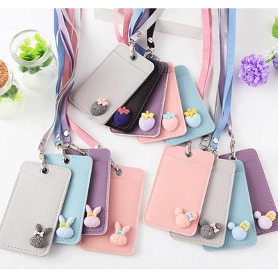 Бейдж вертикальный 110 х70мм deVENTE. Soft Style, с дополнительным кармашком, кож/зам, резиновый узор, цветная лента на металлическом карабине, ассорти 12 дизайнов, 8093428