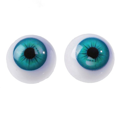 Глаза винтовые с заглушками, пластиковые 4шт., цвет голубой, 1,8см, [4380010]