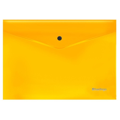 Папка на кнопке А4, 200мкм, Berlingo "Neon", прозрачная, оранжевый неон, EFb_A4394, 352649
