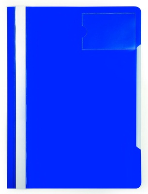 Папка-скоросшиватель А4 Бюрократ с прозрачным карманом для визиток на лицевой стороне, синий PS-V20blu