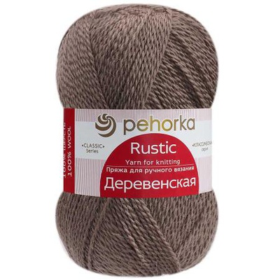 Пряжа  ПЕХ Деревенская 100г/250м (100% полугрубая шерсть) 388 темная верба