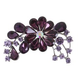 Брошь "Цветок стеклянный", цвет фиолетовый в серебре,  1705326