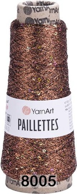 Пряжа YarnArt PAILLETTES  50г/800м (75% металлизированный полиэстер, 25% пайетки), коричнеевый 8005