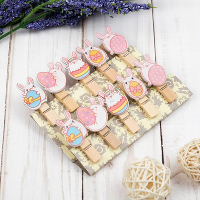 Набор декоративных прищепок с веревкой для подвеса "Пасхальный зайчик" [3949366]