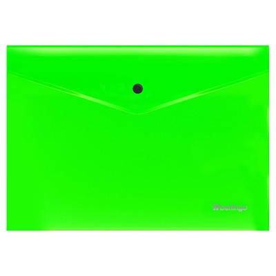 Папка на кнопке А4, 200мкм, Berlingo "Neon", прозрачная, зеленый неон, EFb_A4392, 352651