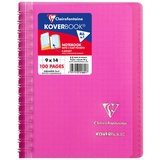 Записная книжка А6 50л., на гребне Clairefontaine "Koverbook", 90г/м2, пластик. обложка, карман, розовый, [321601C_pink]